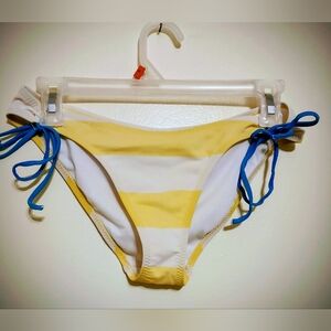 Aeropostale Yellow and White Bikini Bottom with Blue Ties